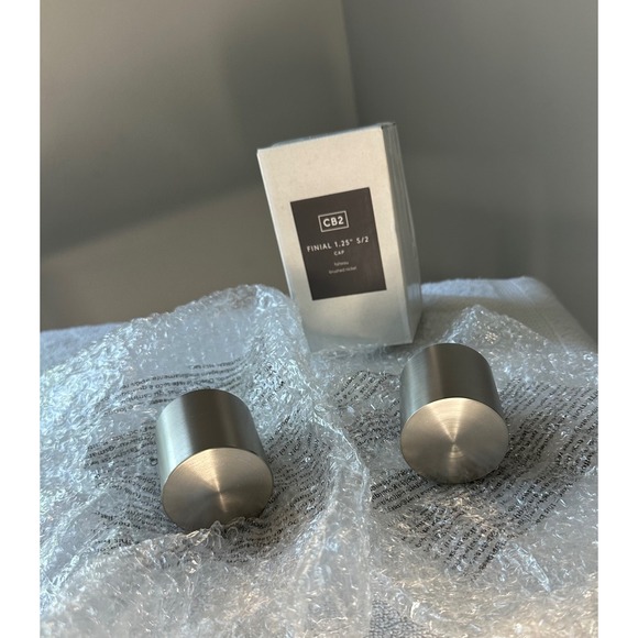 CB2 Finial Caps - Brushed Nickel - Curtain Rod Ends‎ - Set of 2 - 1.25" - Picture 1 of 7